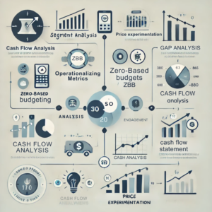 "Business team using financial data to drive performance through operationalized metrics."